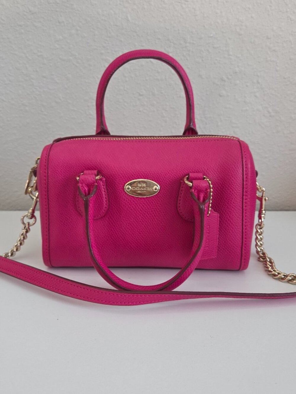 Coach Mini Baby Bennett Satchel in Pink Ruby w/ crossbody strap